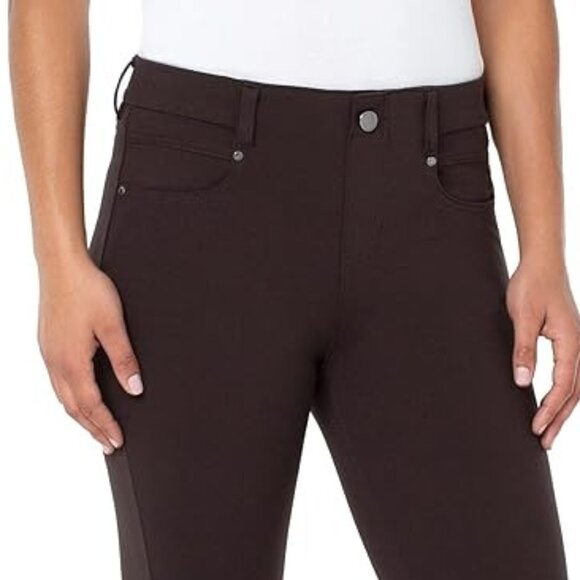 Liverpool Gia Glider Chocolate Espresso Stretch Faux Denim Skinny Trousers SZ 12 - Picture 10 of 16